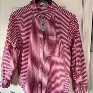 NWT LOFT White and Pink Button Down Shirt